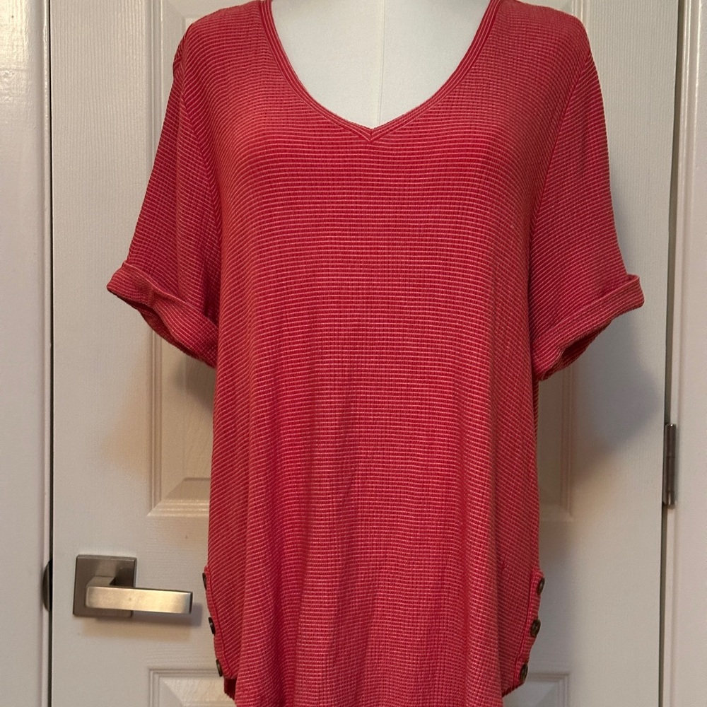 LEE Women's Vibrant Red Striped Tee